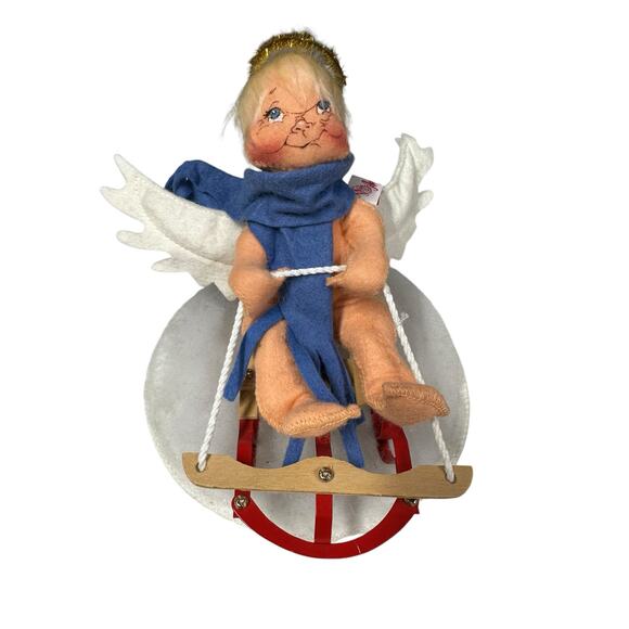 Vintage‎ Annalee Angel Sledding 1990 Christmas Holiday Collectible Decor Figure - Picture 1 of 9